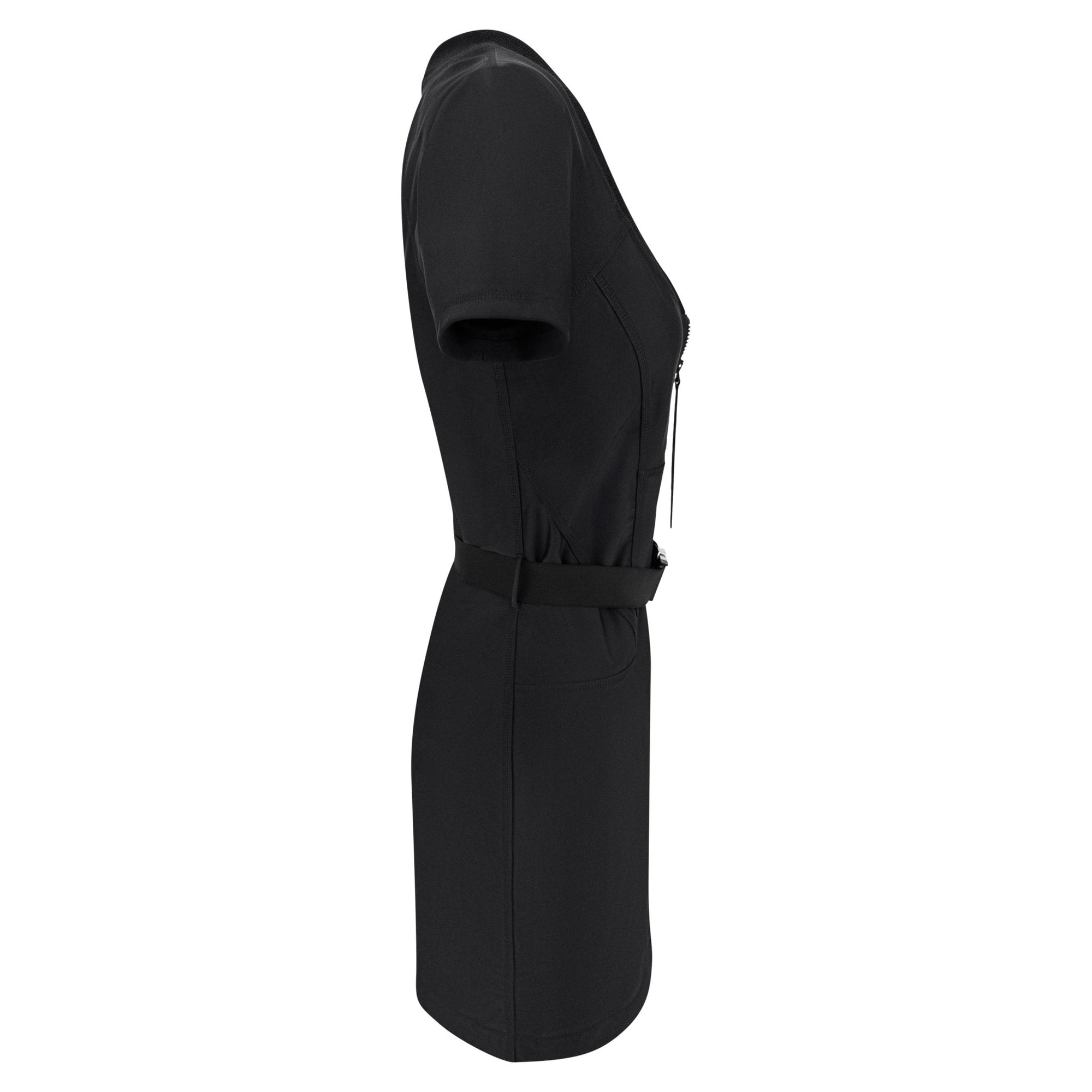 S/S 2010 Gucci Black Bodycon Buckle Belted Short Sleeve Dress - RealList
