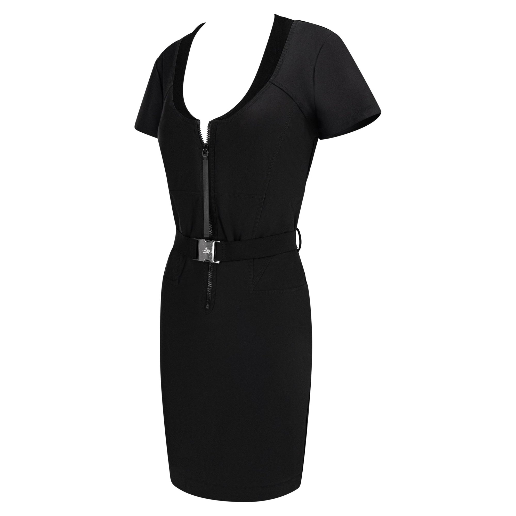 S/S 2010 Gucci Black Bodycon Buckle Belted Short Sleeve Dress - RealList