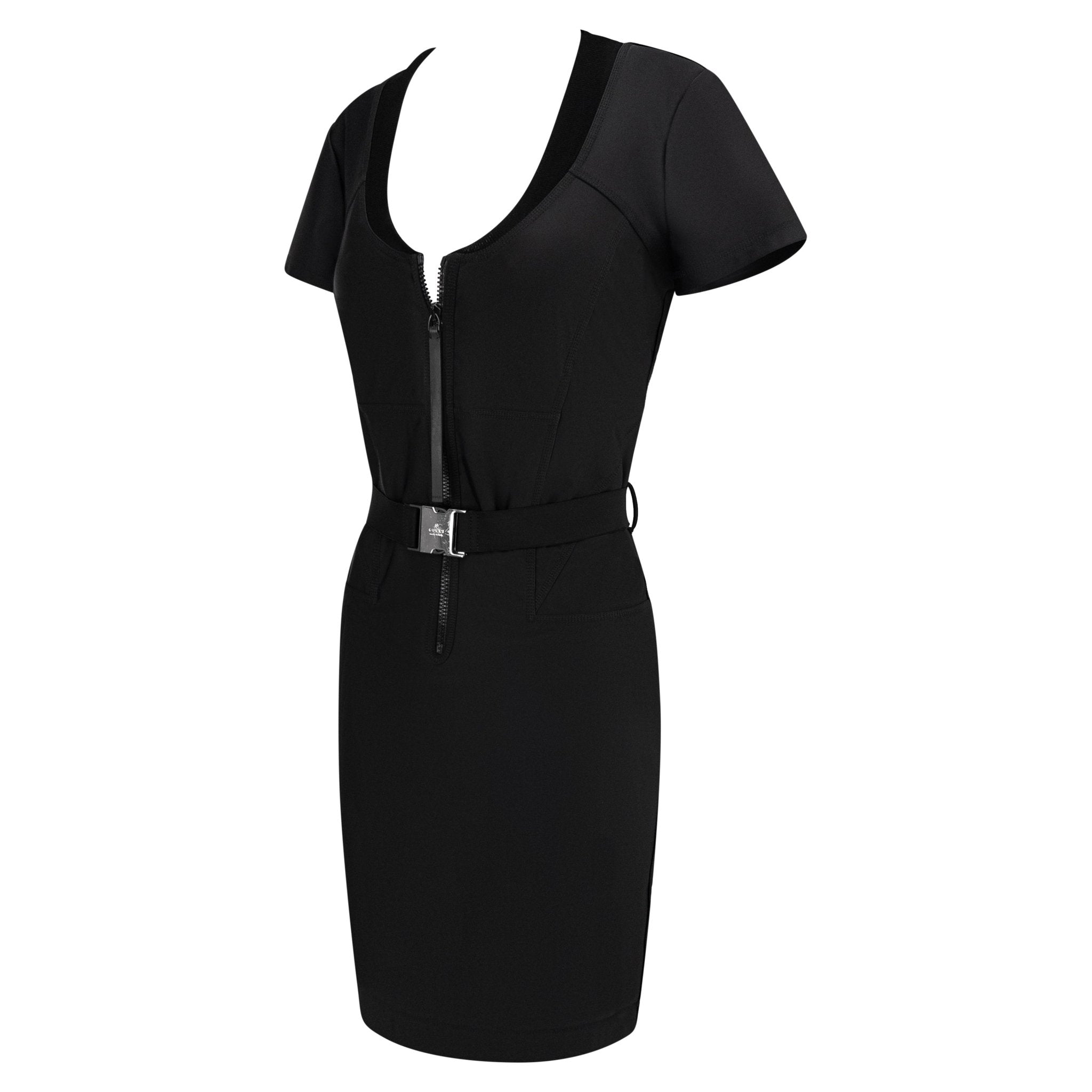 S/S 2010 Gucci Black Bodycon Buckle Belted Short Sleeve Dress - RealList