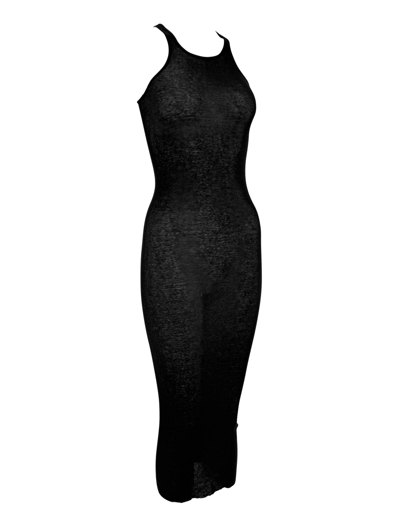 S/S 2010 Rick Owens "Release" Sheer Black Stretch Jersey Maxi Tank Dress - RealList