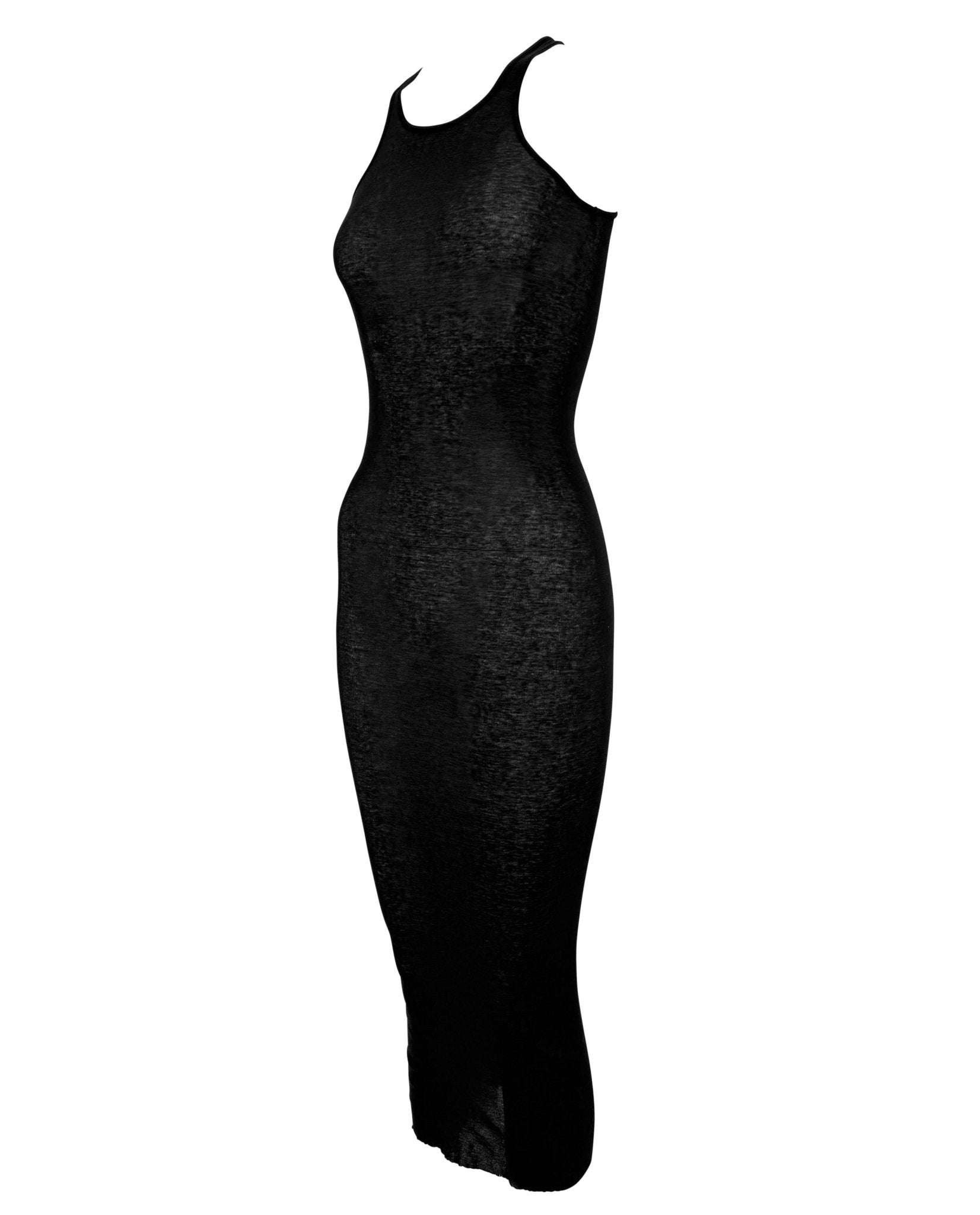 S/S 2010 Rick Owens "Release" Sheer Black Stretch Jersey Maxi Tank Dress - RealList