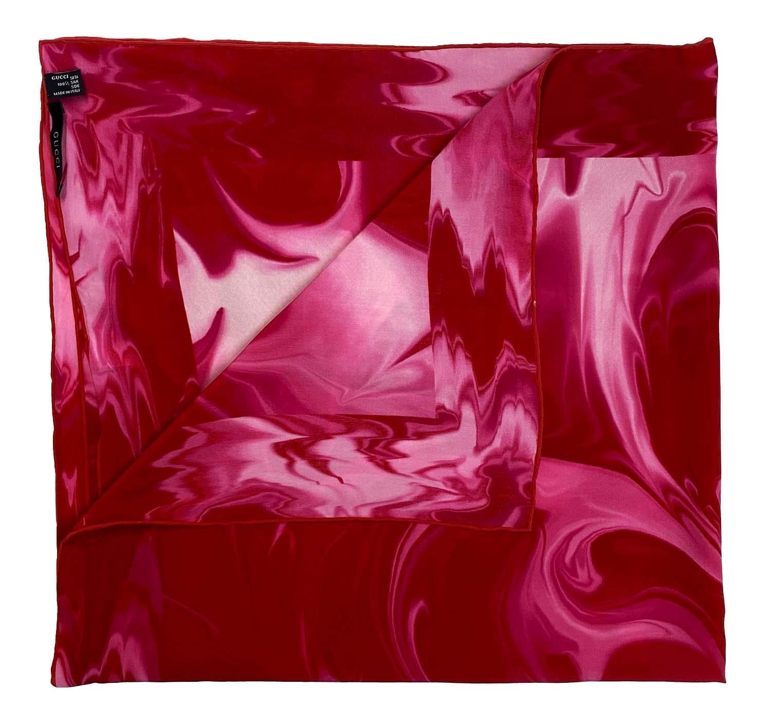 S/S 2001 Gucci by Tom Ford Lava Print Pink Silk Square Scarf