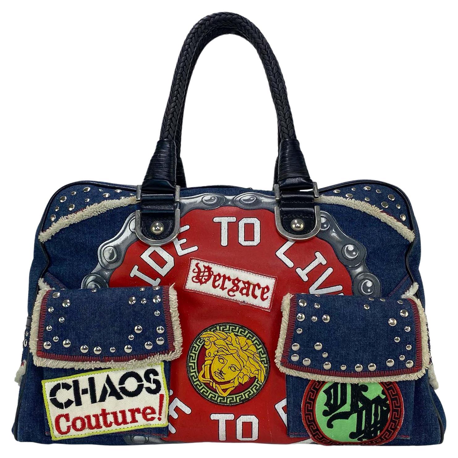 S/S 2005 Versace by Donatella Versace Chaos Couture Denim Bag Runway