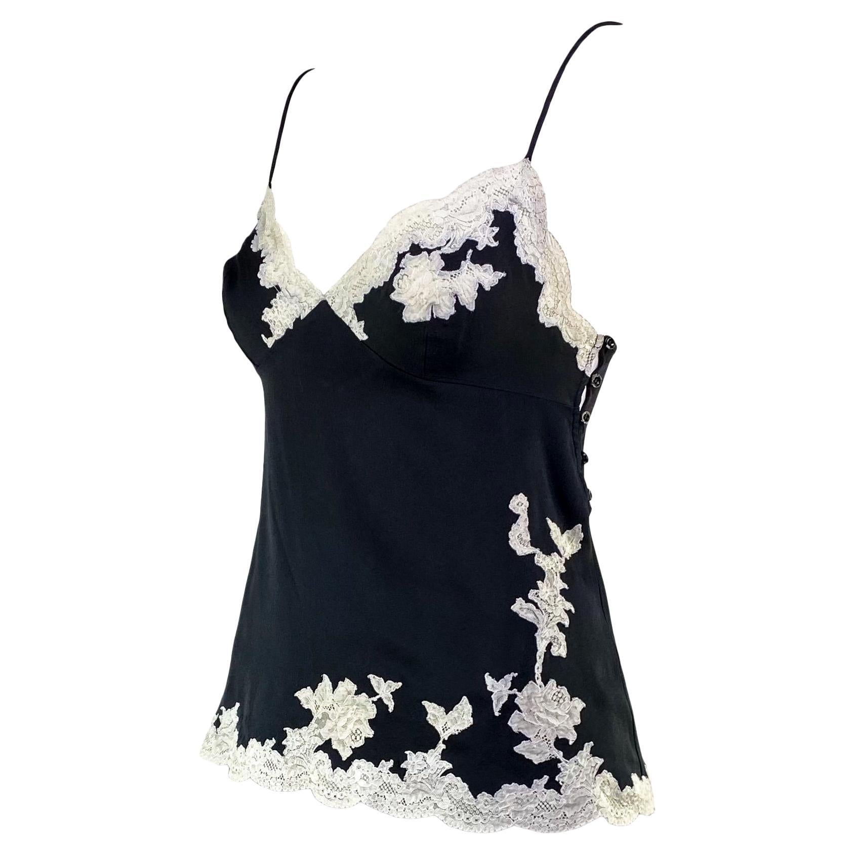 F/W 1998 Christian Dior by John Galliano Black Silk Lace-Trim Camisole