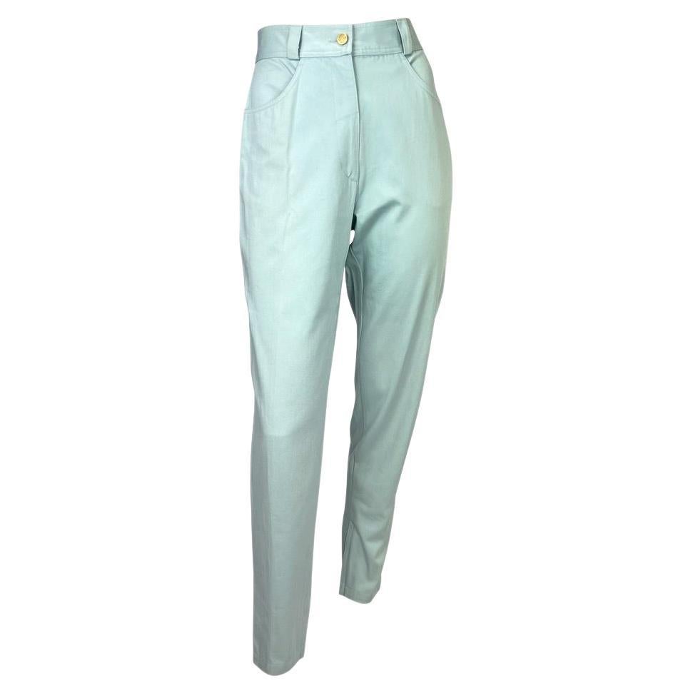 NWT S/S 1992 Gianni Versace Couture Baby Blue Cotton Medusa Jeans