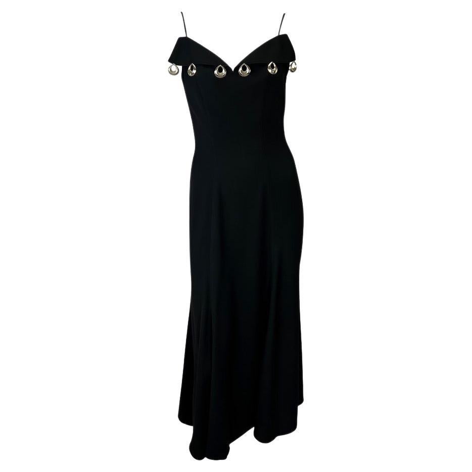 S/S 1998 Thierry Mugler Black Pendant Structured Bust Full Length Dress