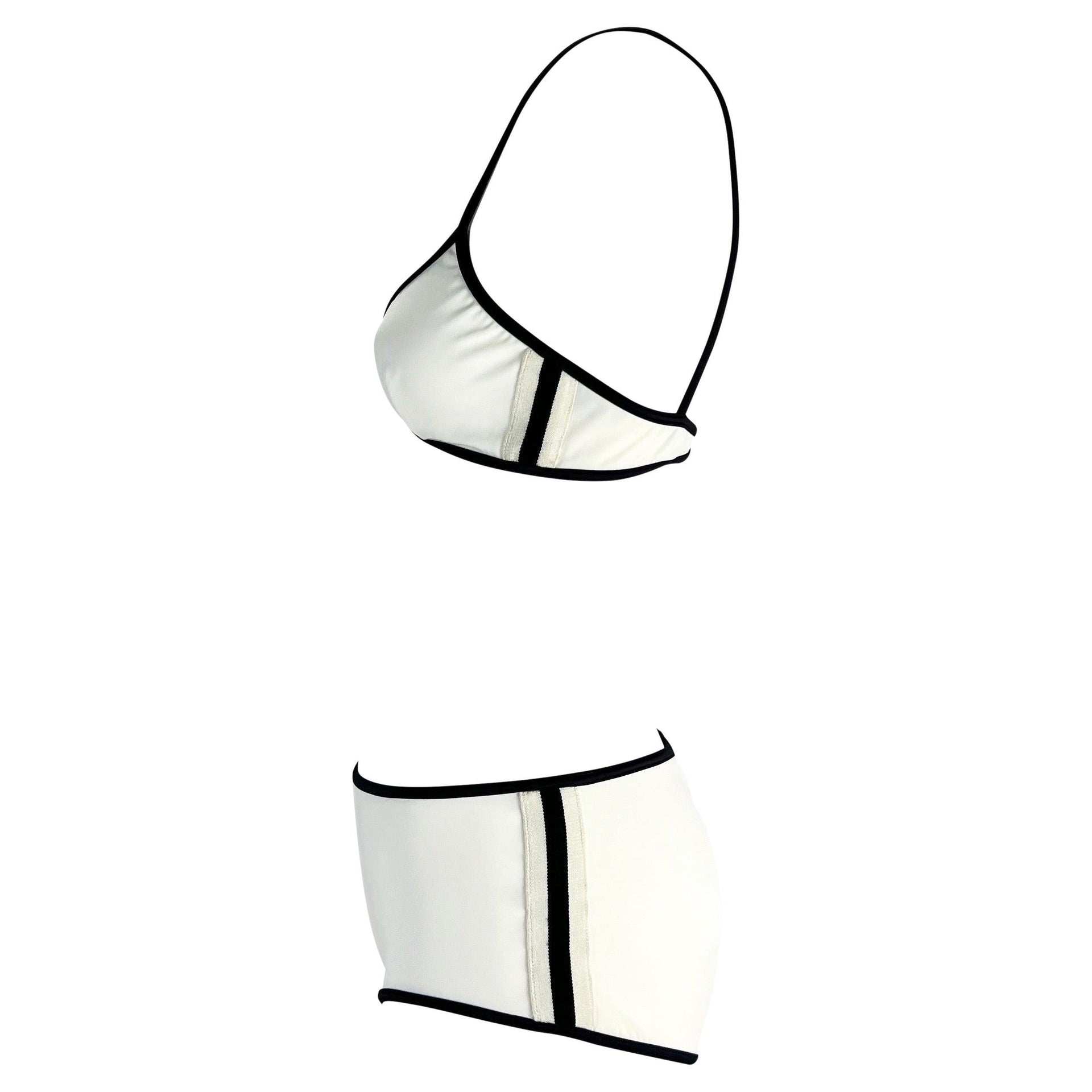 S/S 2001 Gucci by Tom Ford White Black Striped Logo Bikini Shorts Set