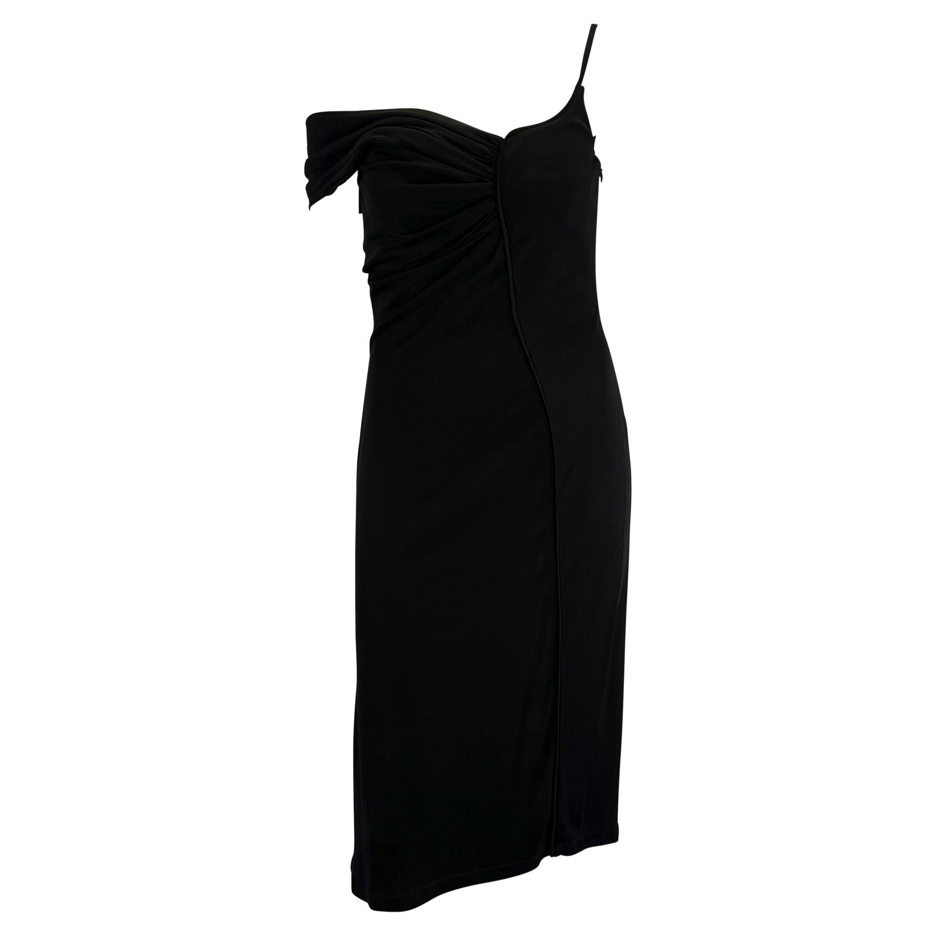 NWT S/S 1998 Gianni Versace by Donatella Asymmetric Black Corseted Dress