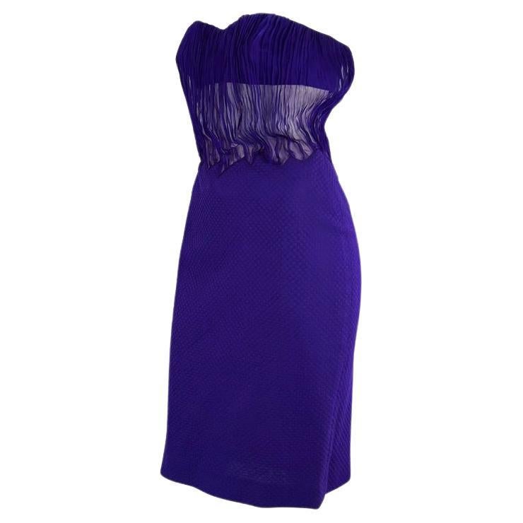 F/W 2002 Gianni Versace by Donatella Runway Sheer Purple Strapless Quilted Dress