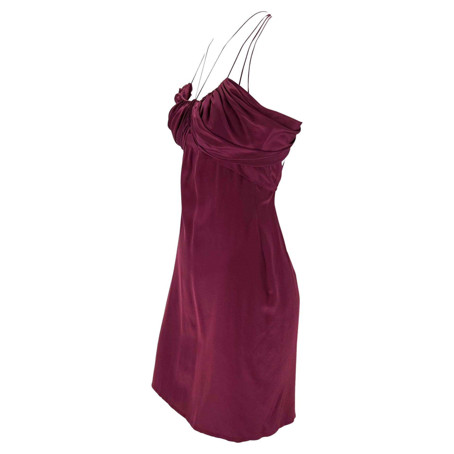 F/W 2002 Gucci by Tom Ford Maroon Strappy Silk Chiffon Mini Dress