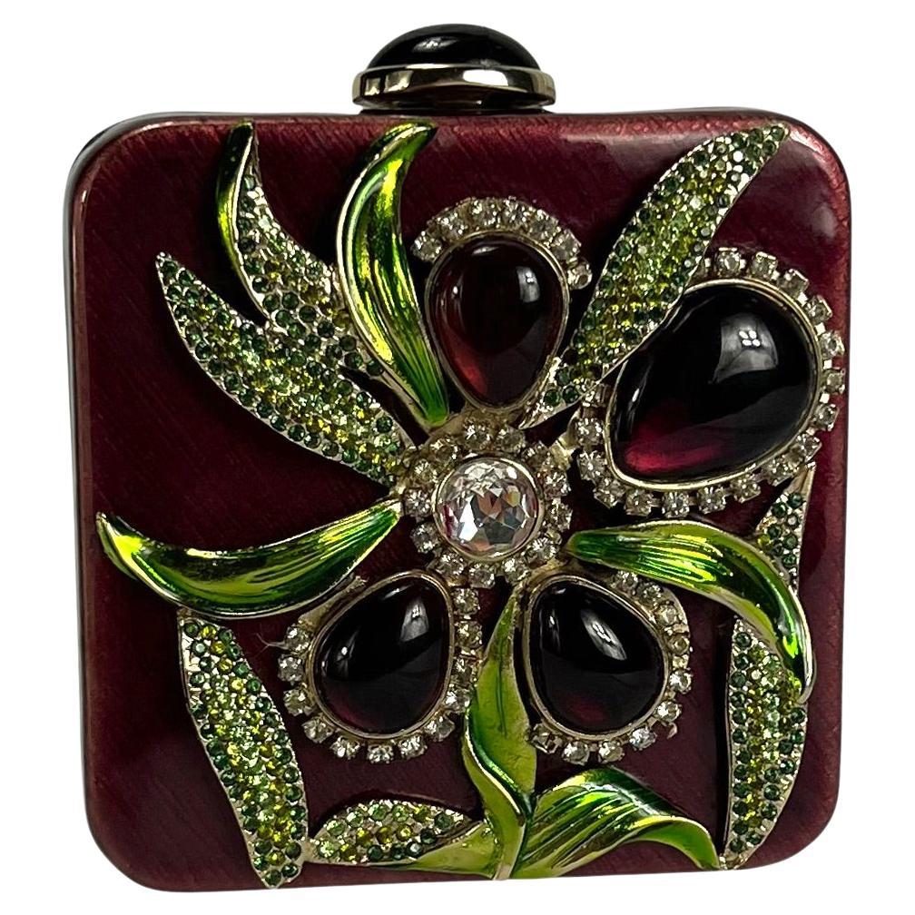 S/S 2004 Yves Saint Laurent by Tom Ford Enamel Floral Rhinestone Mini Clutch
