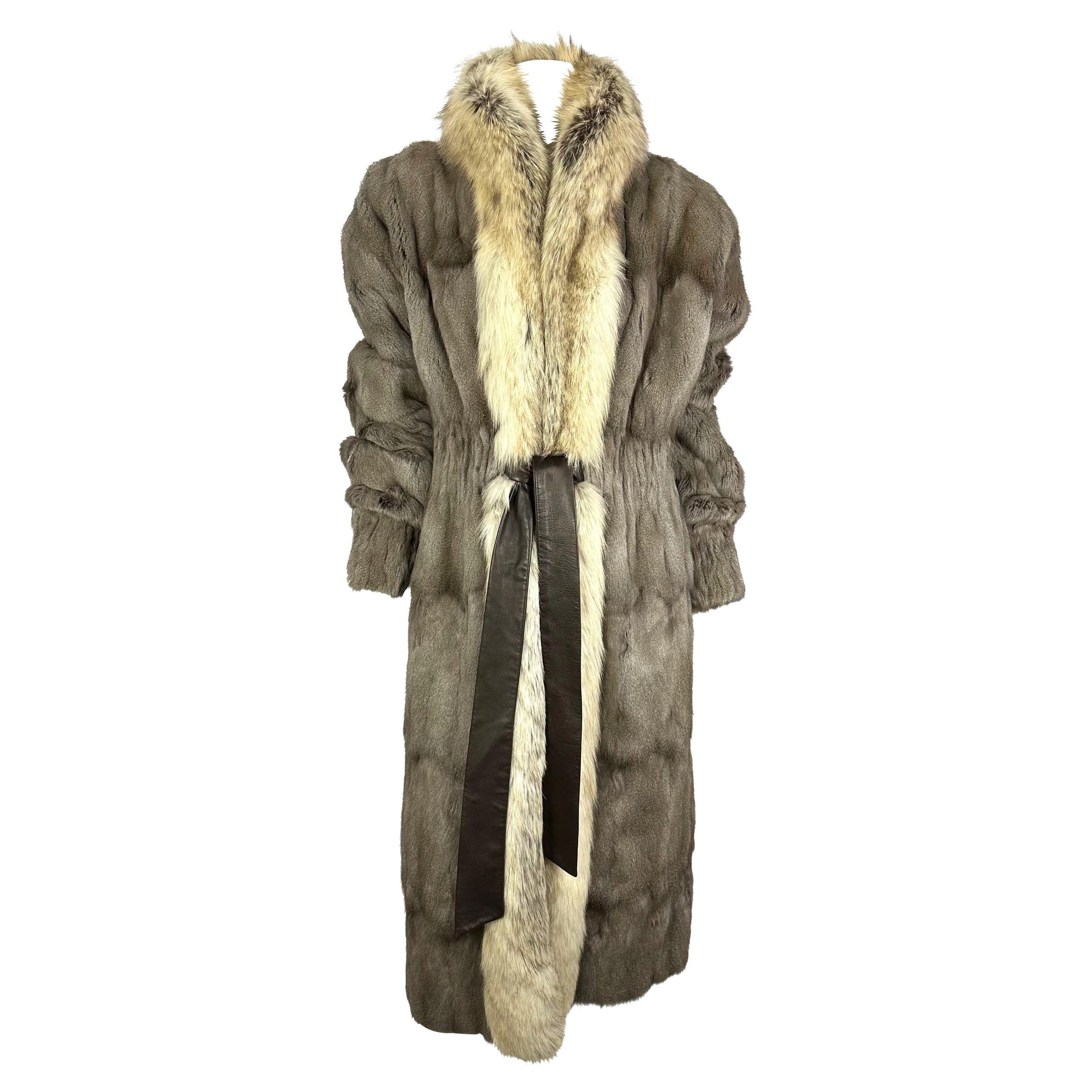 F/W 2003 Yves Saint Laurent by Tom Ford Grey Fur Full Length Runway Coat