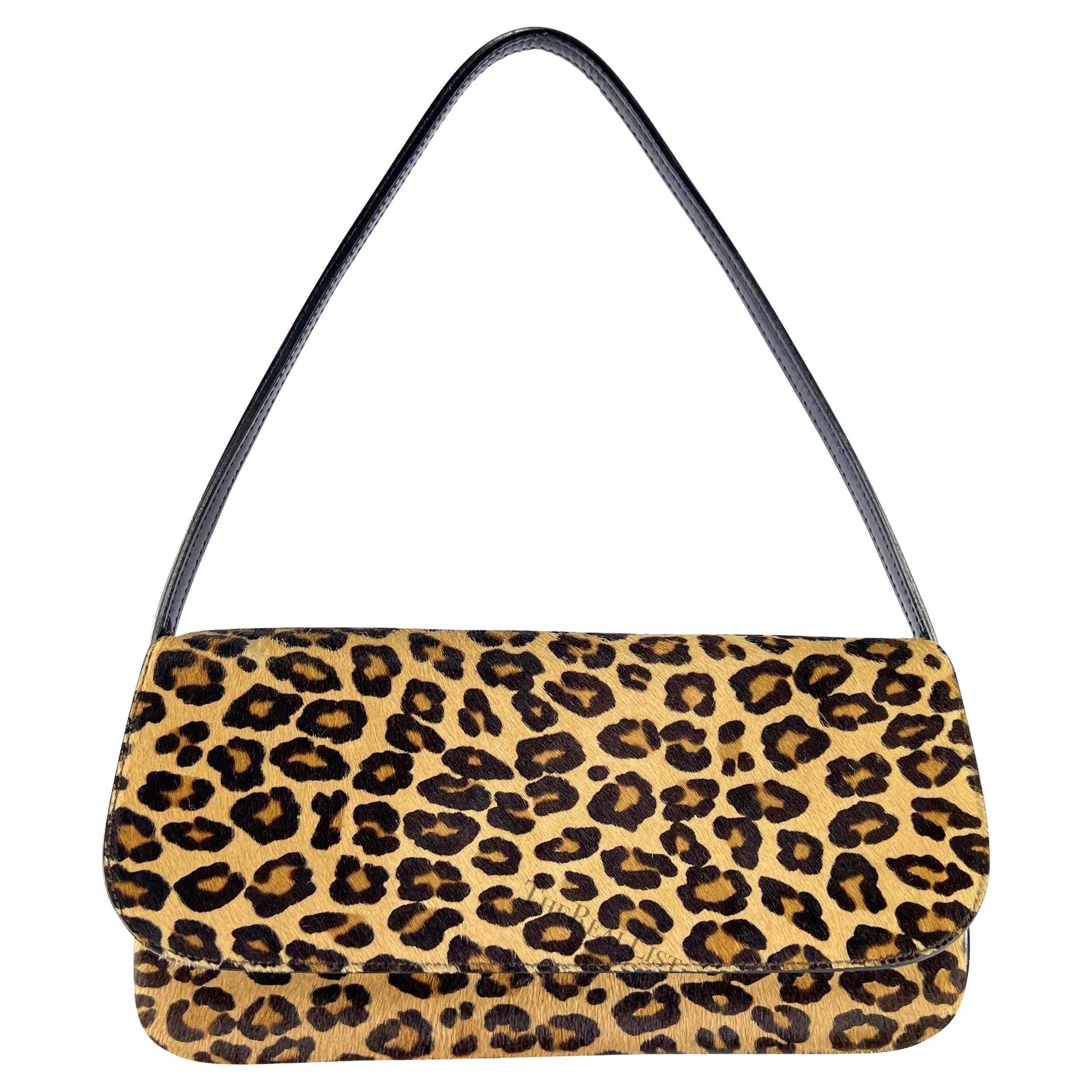 F/W 2000 Dolce & Gabbana Leopard Print Pony Hair Small Shoulder Bag