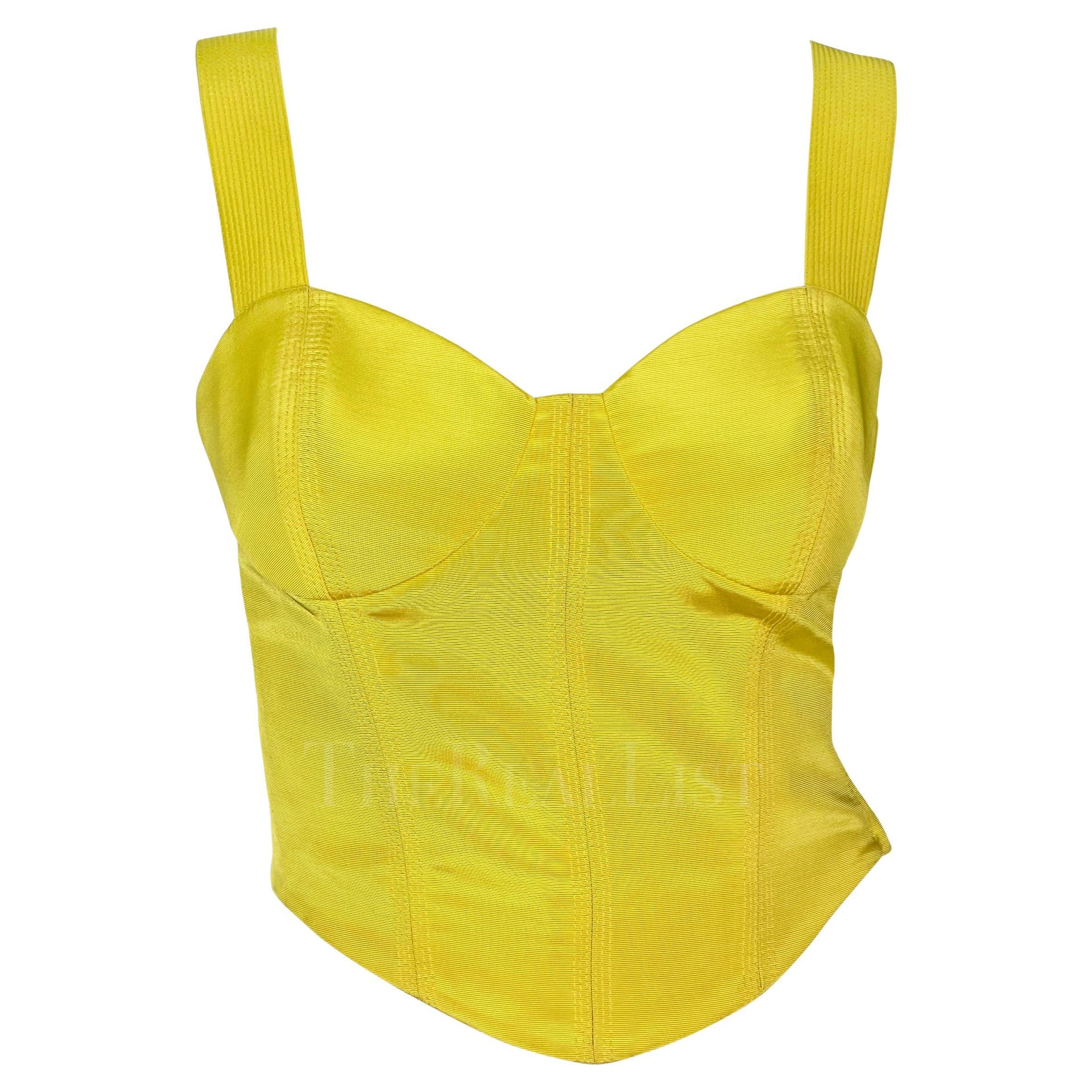 S/S 1992 Gianni Versace Canary Yellow Bustier Crop Top