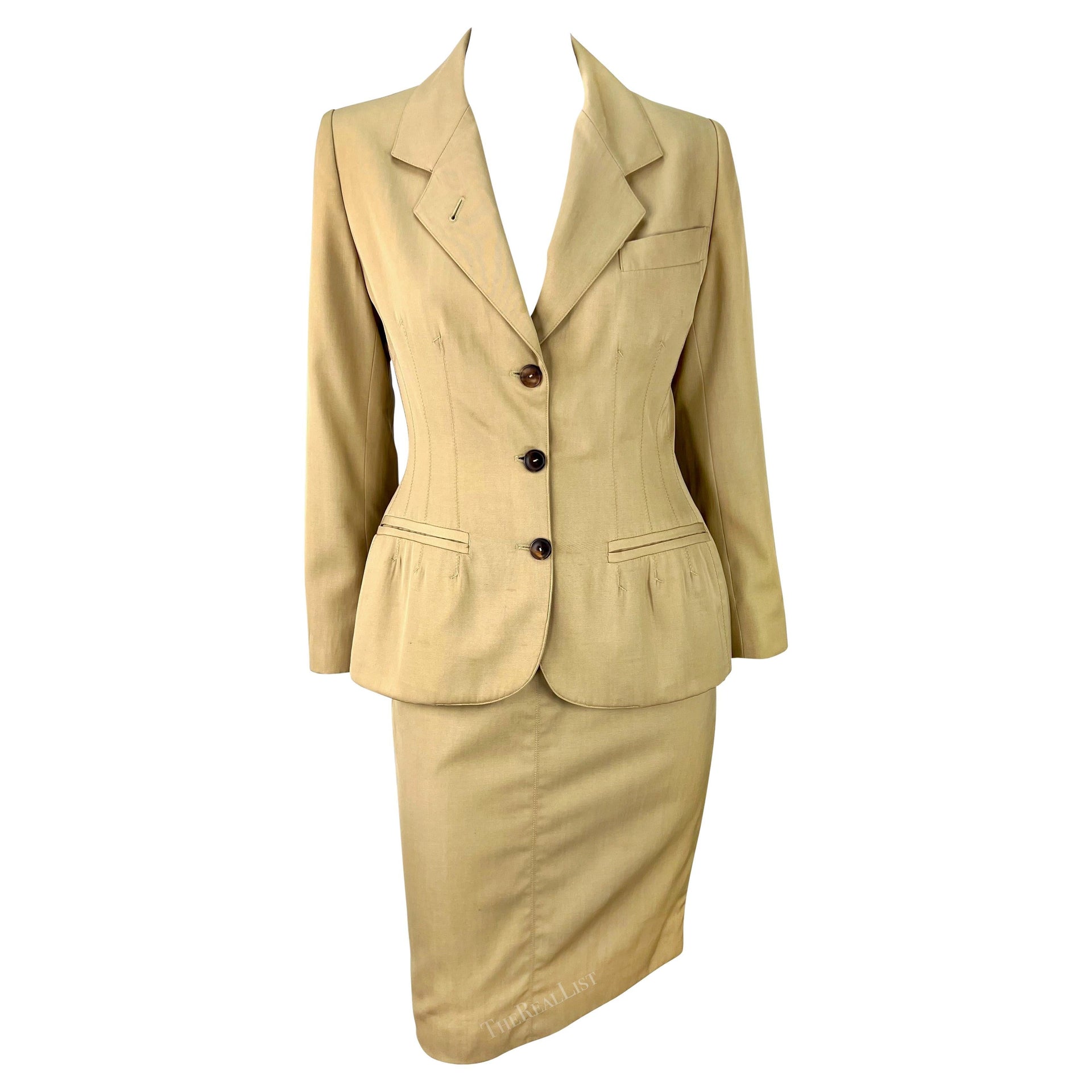 Early 1990s Jean Paul Gaultier Tan Skirt Suit