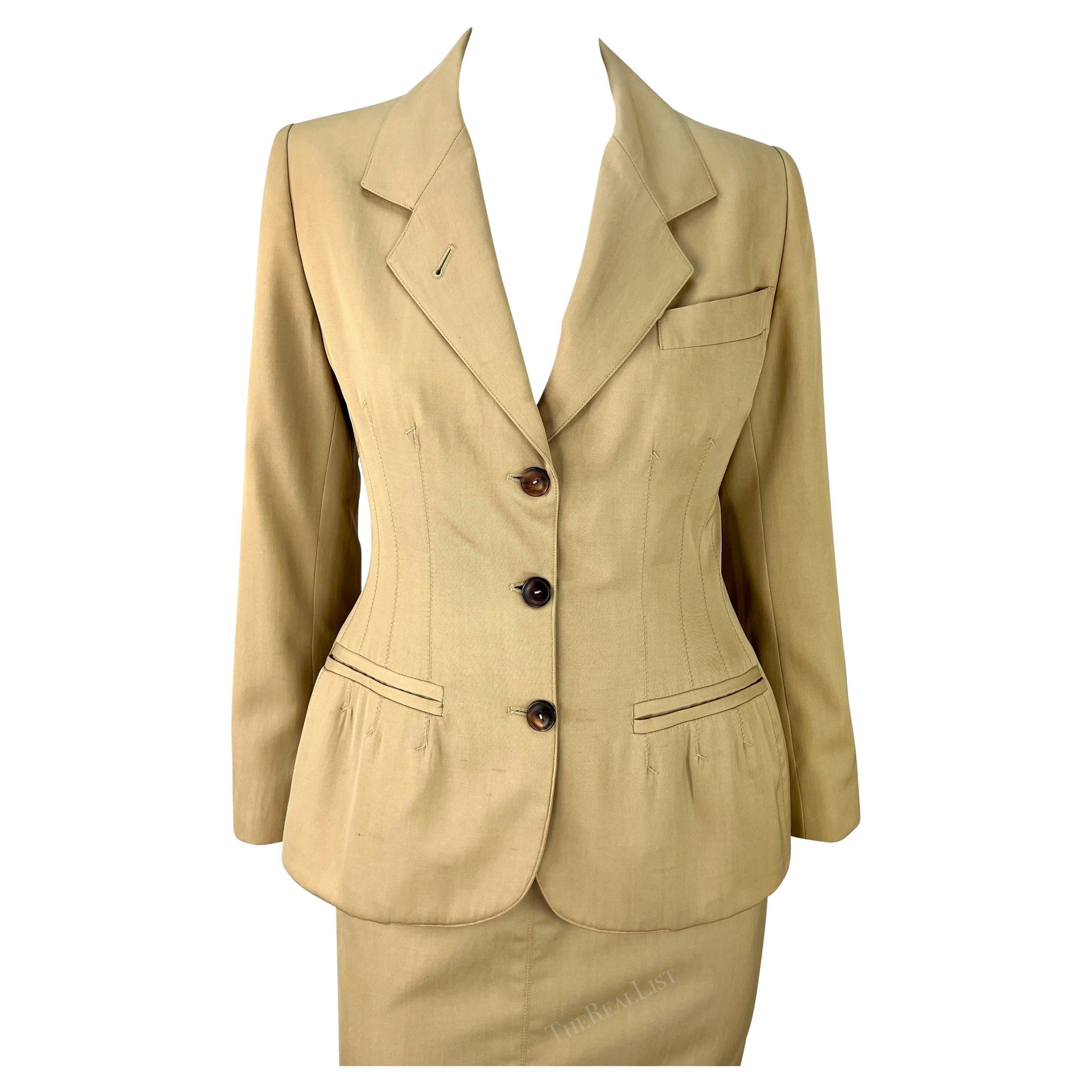 Early 1990s Jean Paul Gaultier Tan Skirt Suit