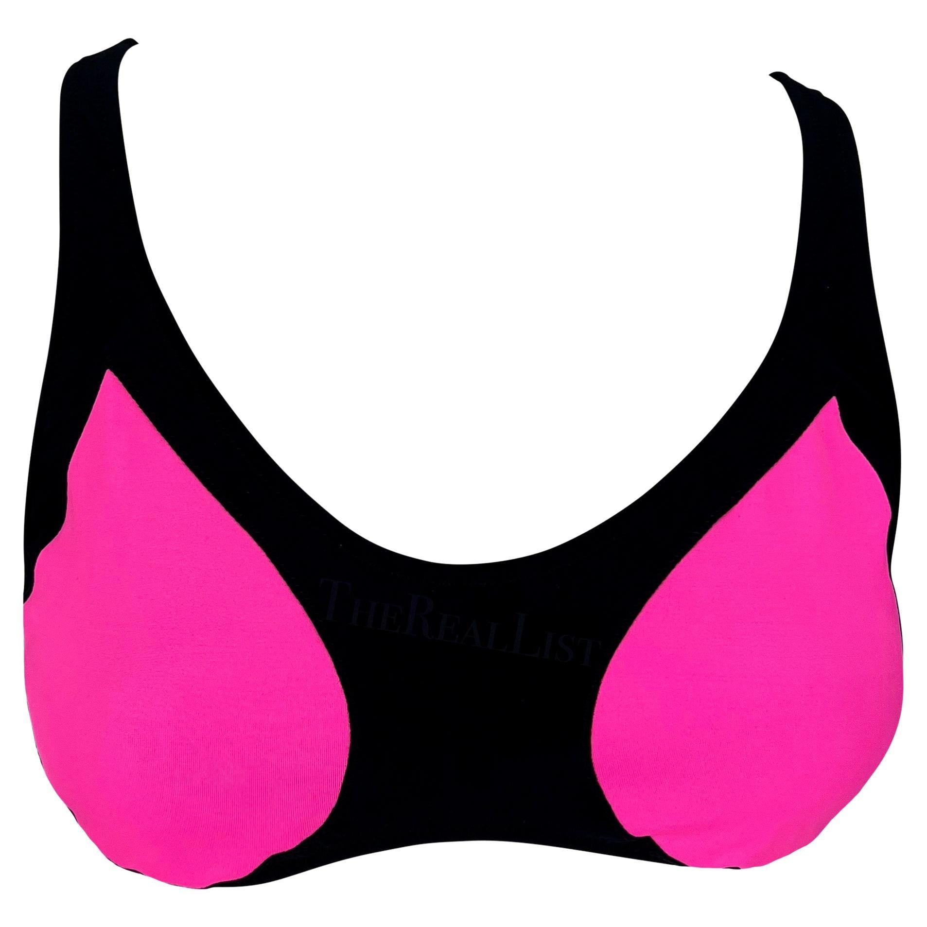 Resort 2009 Alexander McQueen Black Hot Pink Bikini Bralette Top