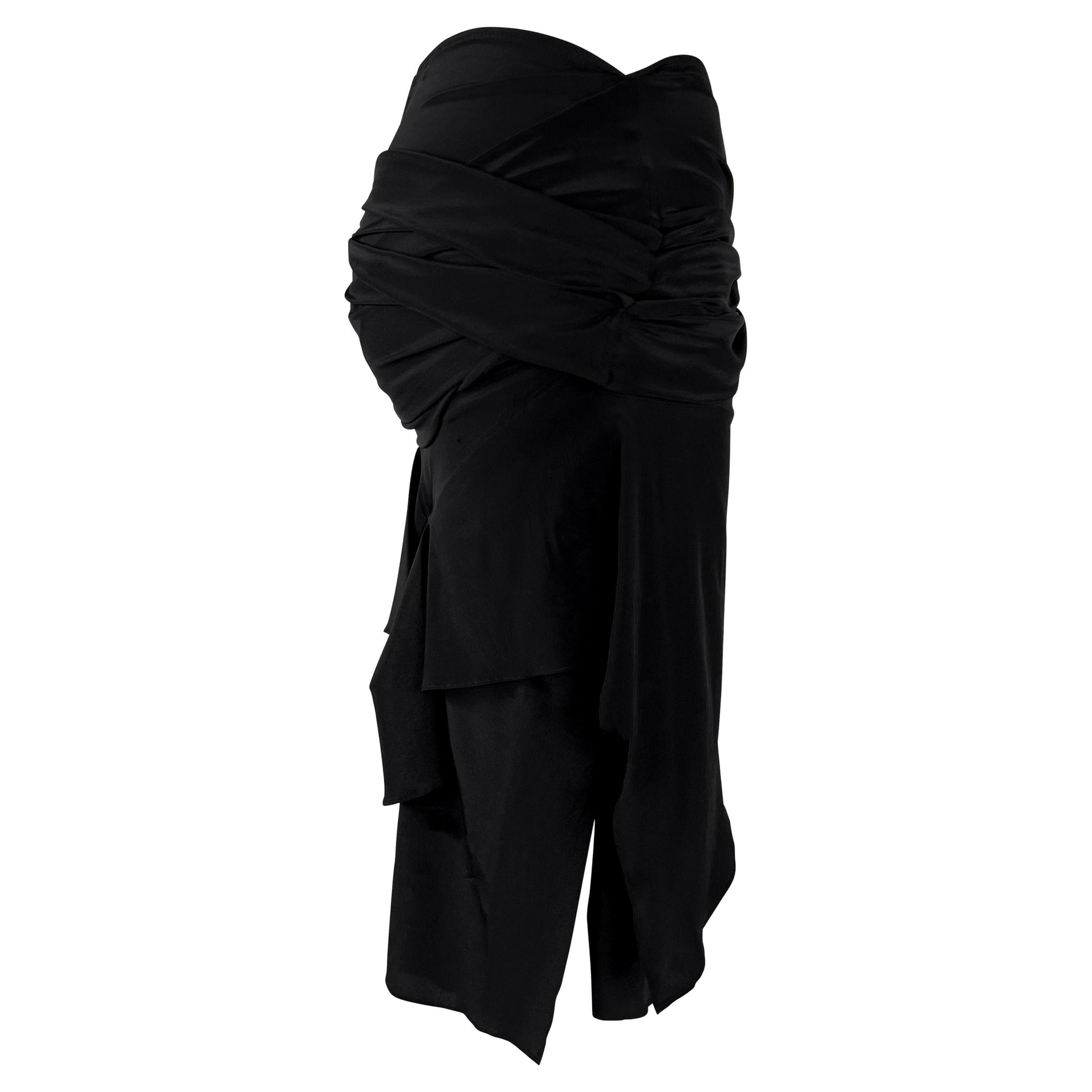 S/S 2005 Gucci Bandage Wrap Asymmetric Bodycon Stretch Black Skirt