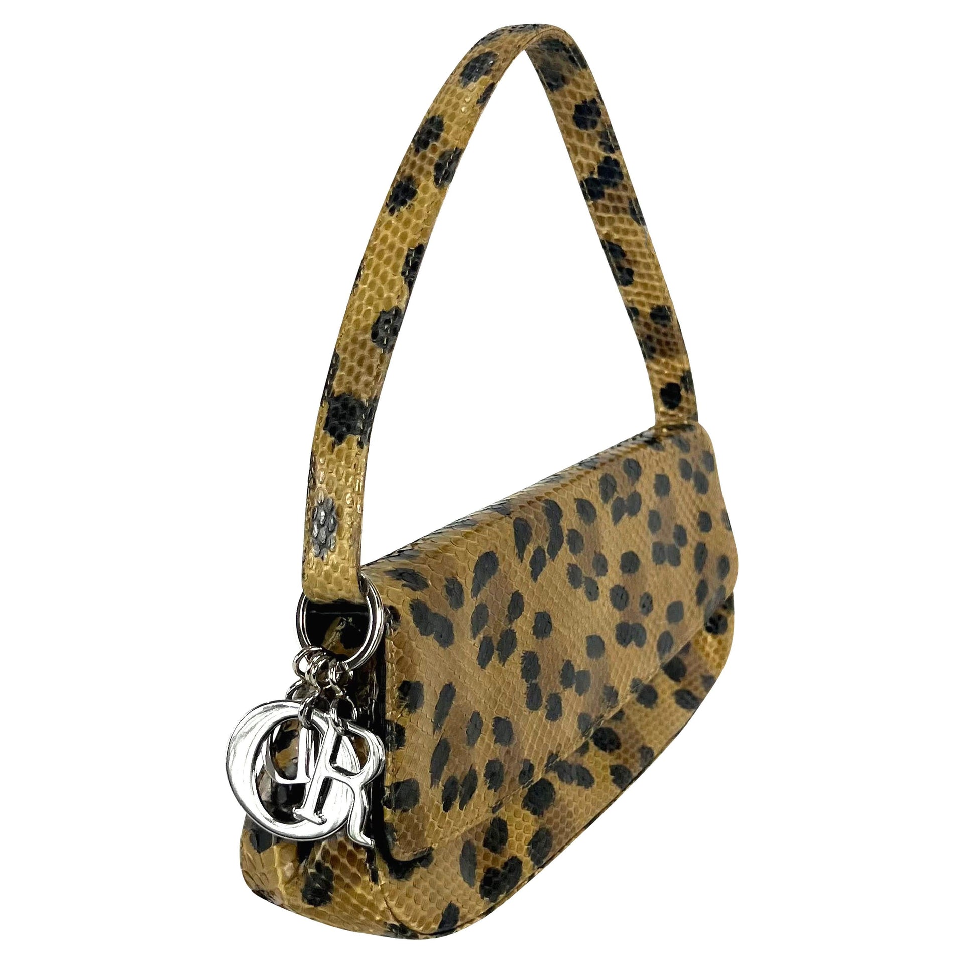 1990s Christian Dior by Gianfranco Ferre Leopard Genuine Python Shoulder Bag