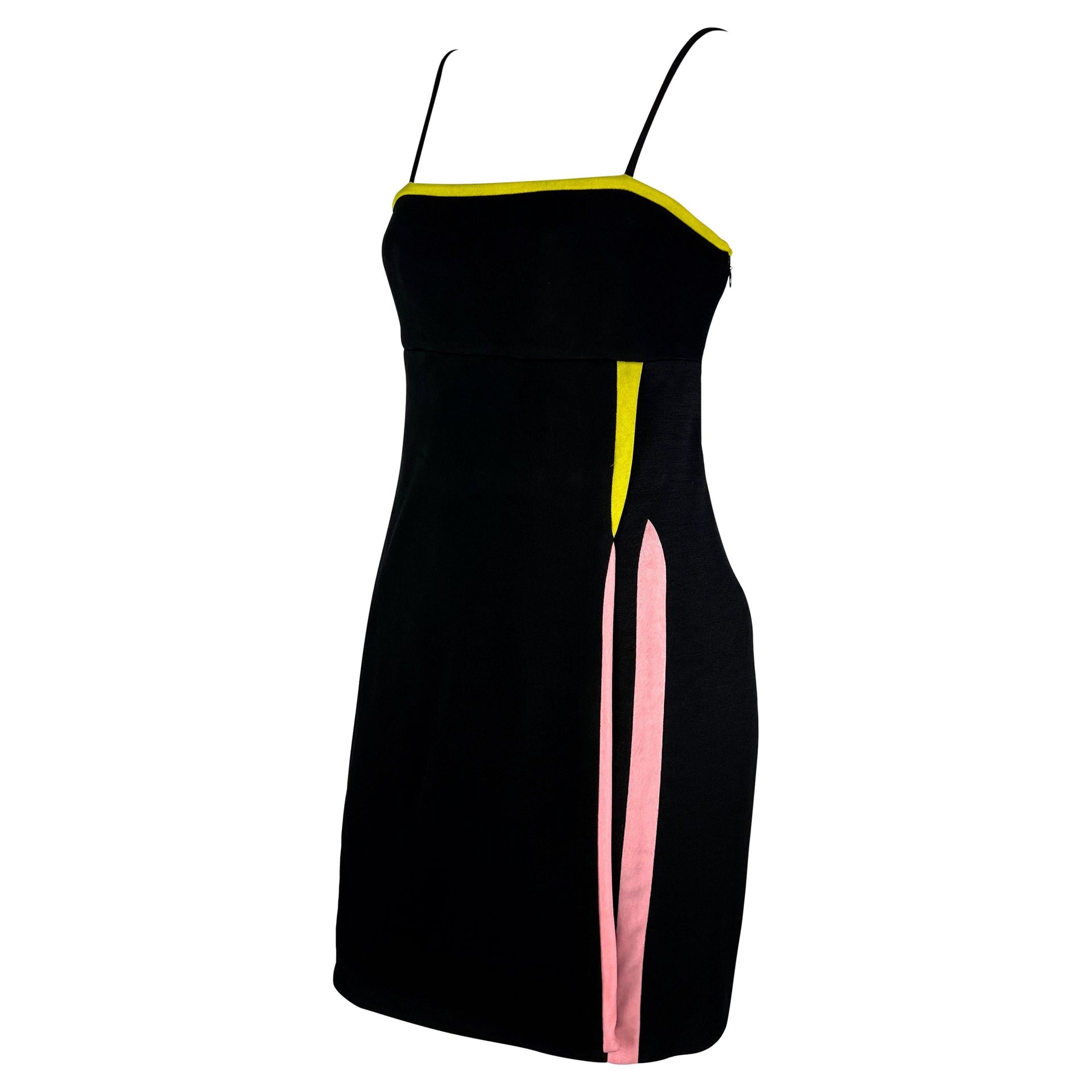 F/W 1997 Gianni Versace Runway Black Wool Blend Faux Wrap Dress