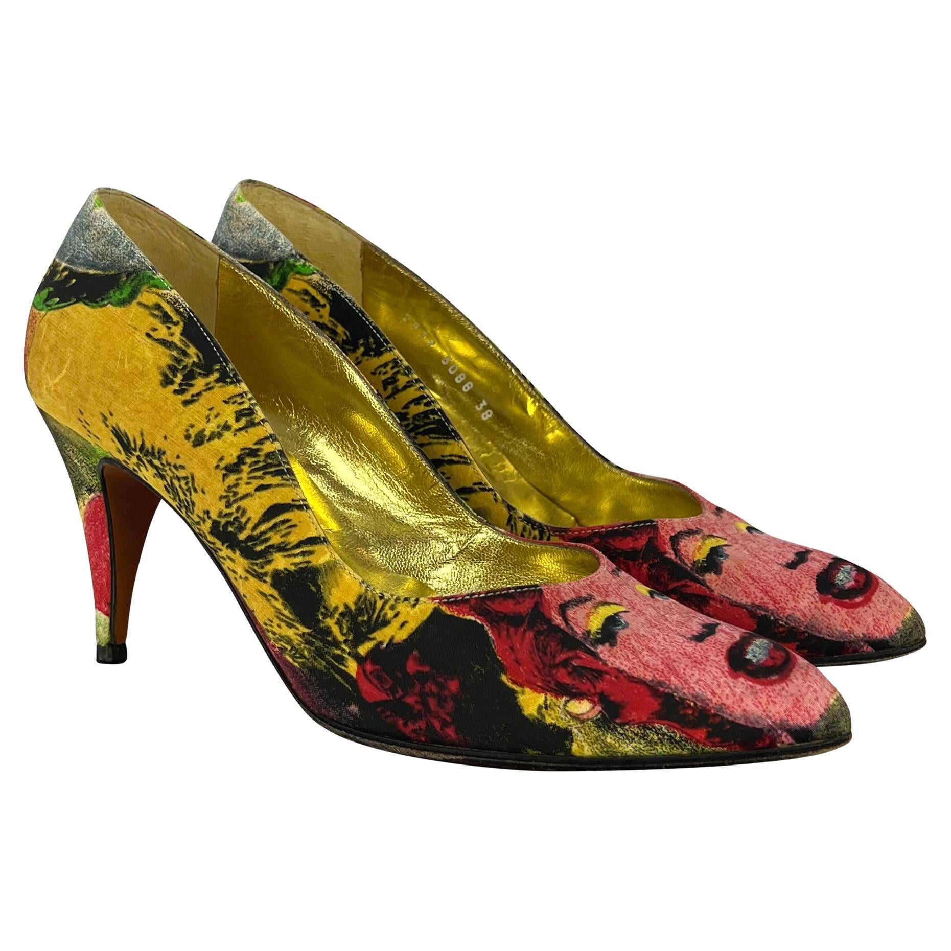 S/S 1991 Gianni Versace Marilyn Monroe Pop Art Warhol Print Pumps IT38