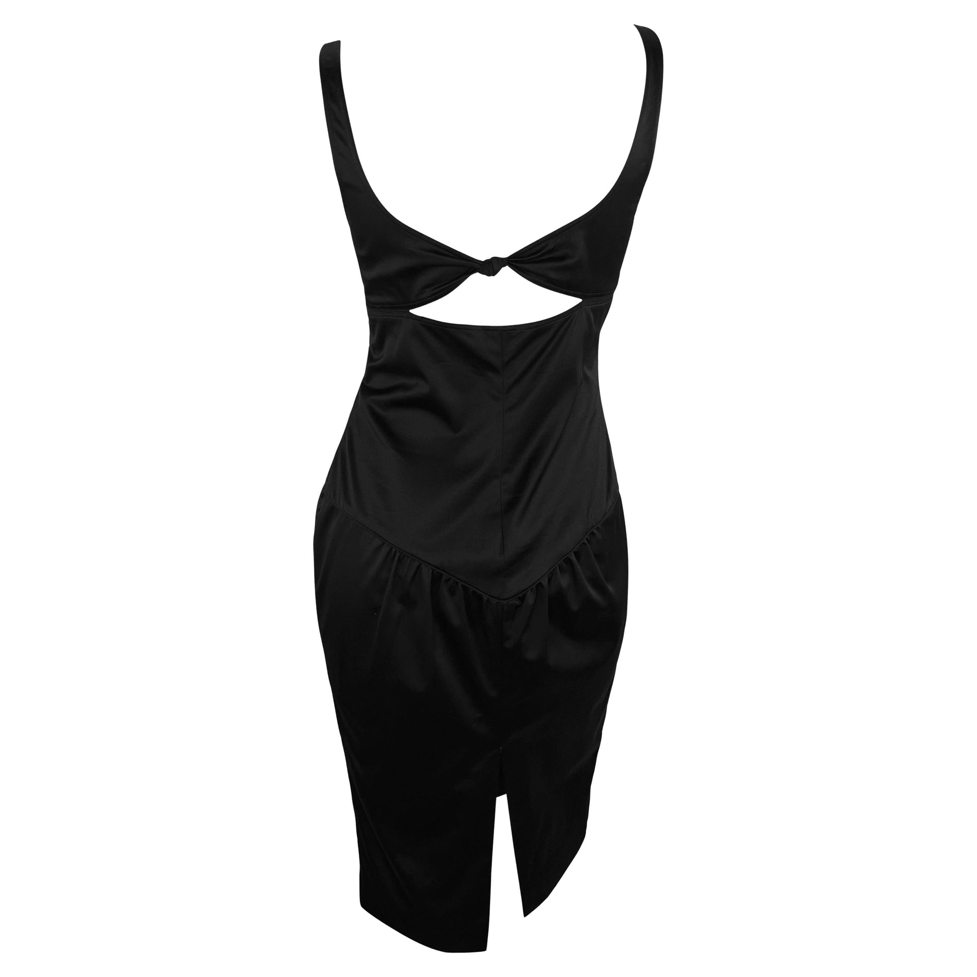 2003 Gucci by Tom Ford Cutout Black Ruched Body Panel Sleeveless Black Dress