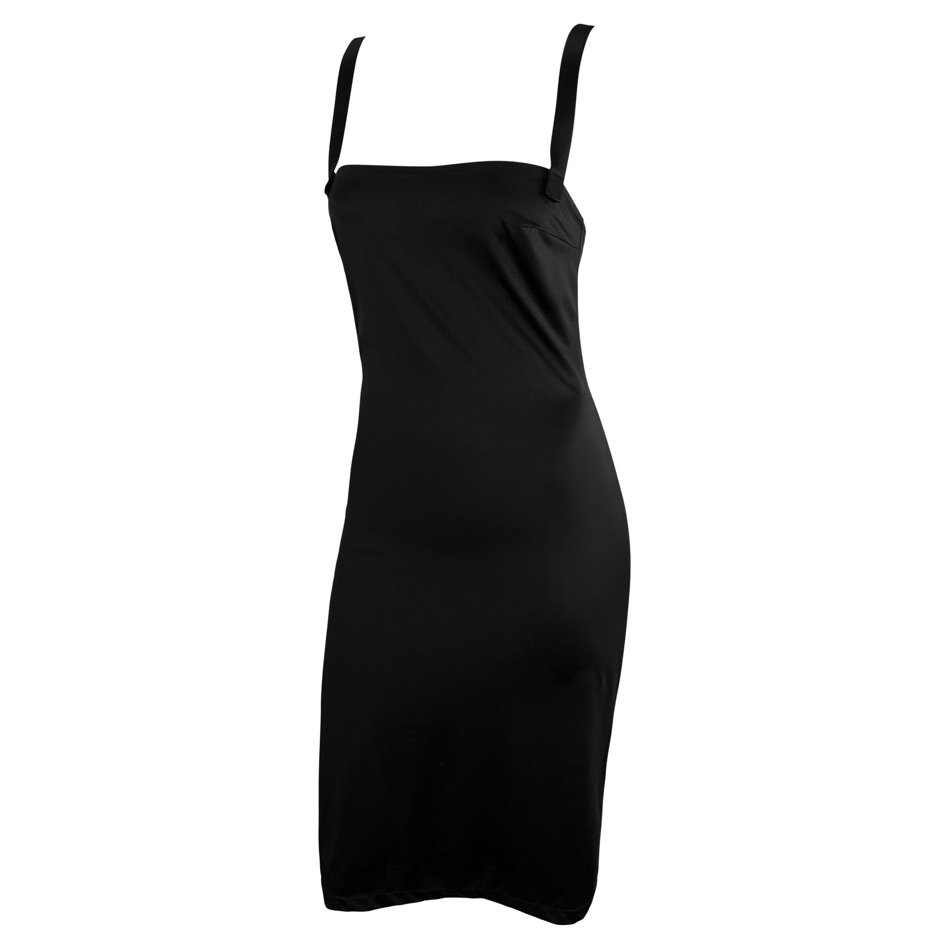 NWT 1990s Dolce & Gabbana Black Bodycon Stretch Sleeveless Beach Cocktail Dress