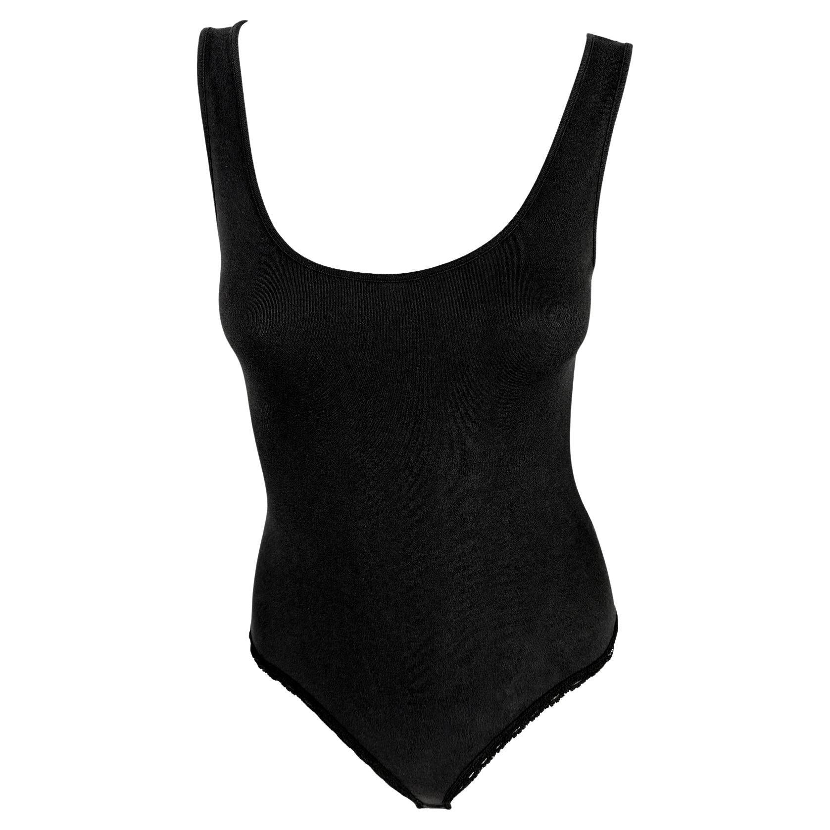 NWT Early 1990s Donna Karan Black Bodycon Knit Sleeveless Bodysuit