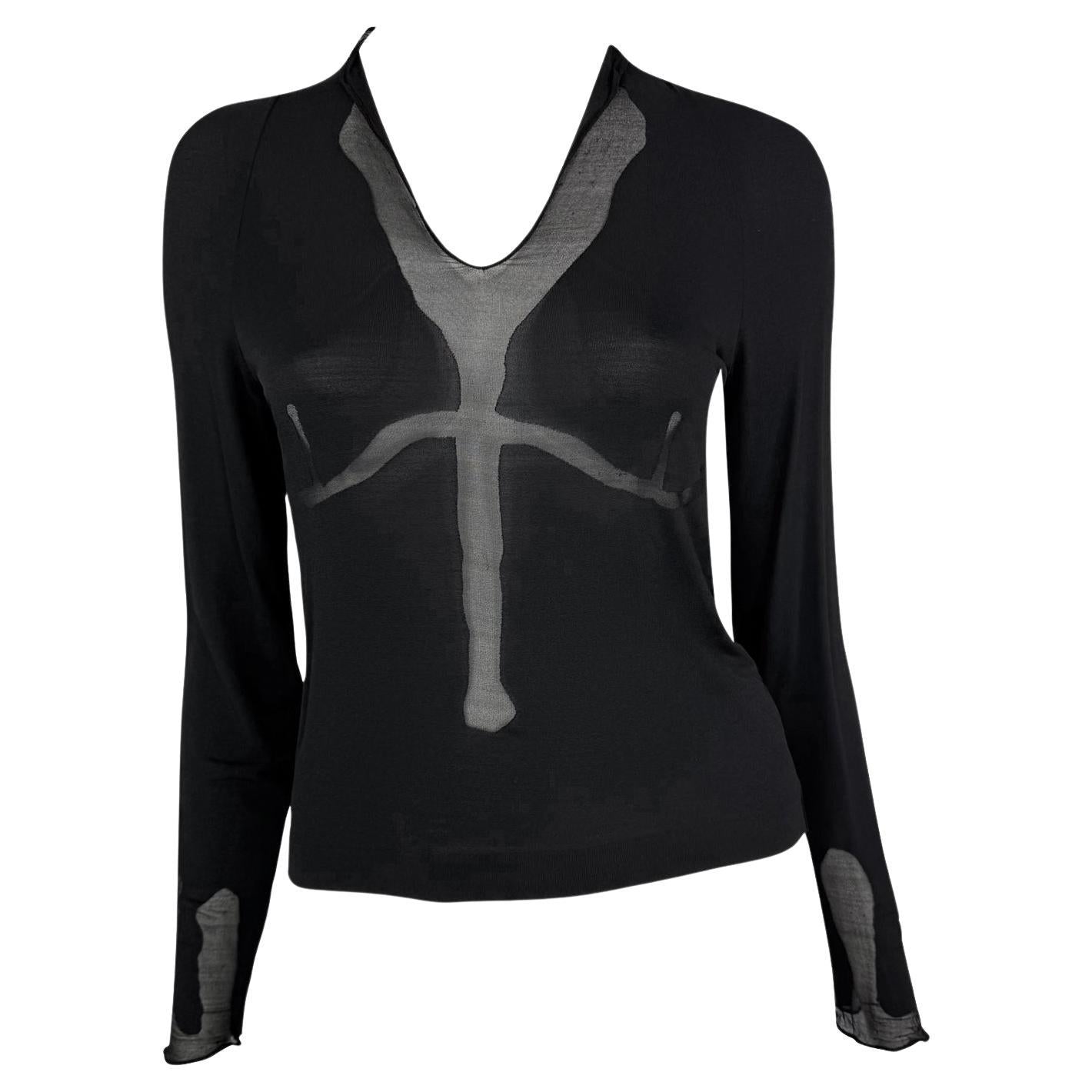 S/S 2003 Yves Saint Laurent by Tom Ford Runway Sheer Anatomic Pattern Shirt