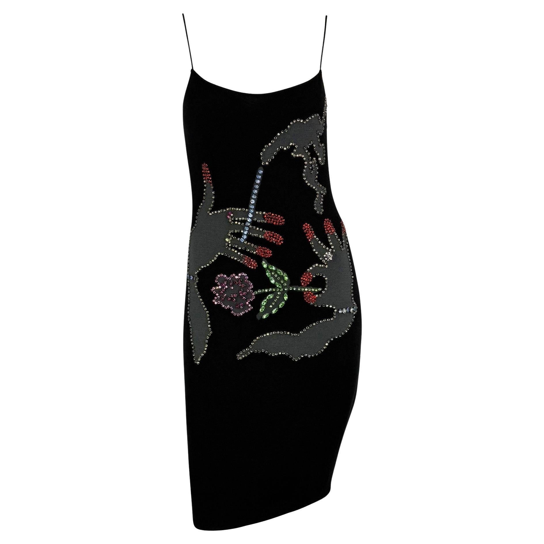F/W 2005 Giorgio Armani Runway Rhinestone Smoking Black Cocktail Dress