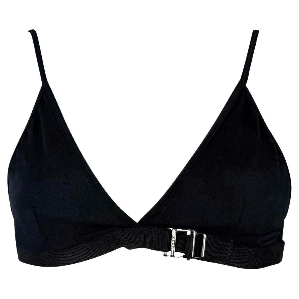 S/S 2000 Gucci by Tom Ford Dark Navy Black Adjustable Buckle Bikini Swim Top
