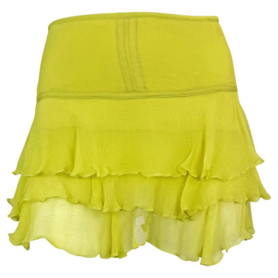 S/S 2003 Gucci by Tom Ford Light Green Ruffle Chiffon Mini Skirt