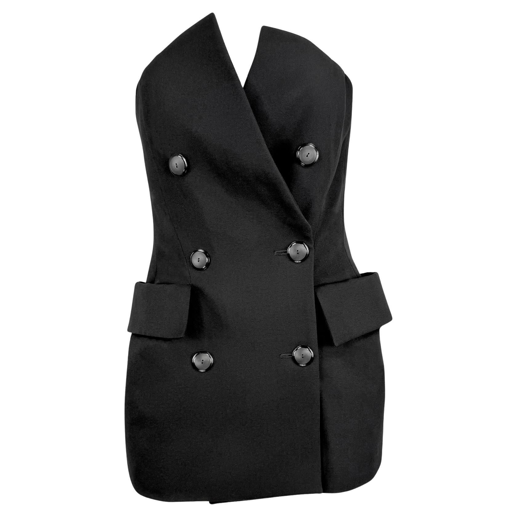 Cruise 1989 Yves Saint Laurent Rive Gauche Double Breasted Corset Mini Dress