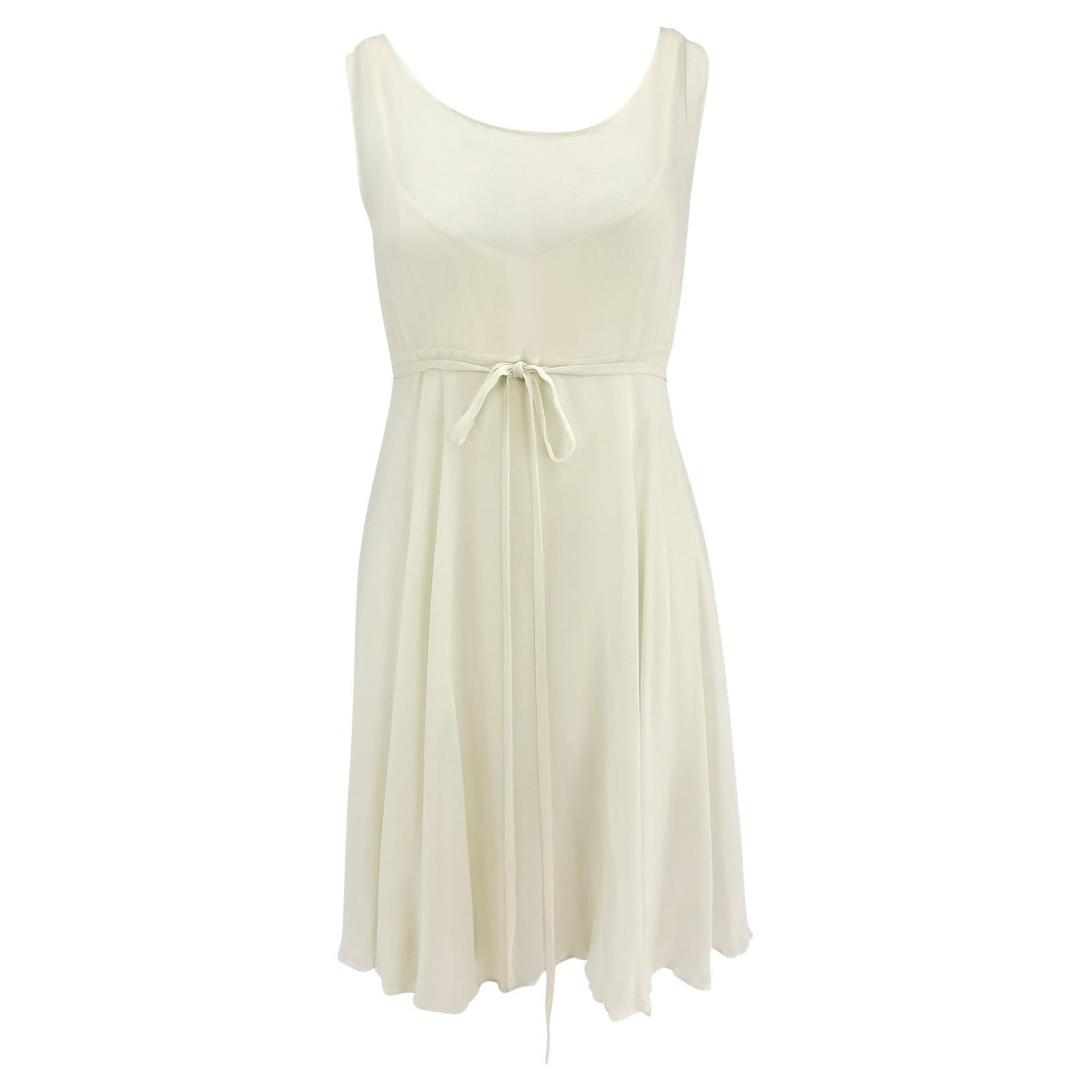 S/S 1994 Dolce & Gabbana Sheer Layered White Chiffon Mini Dress