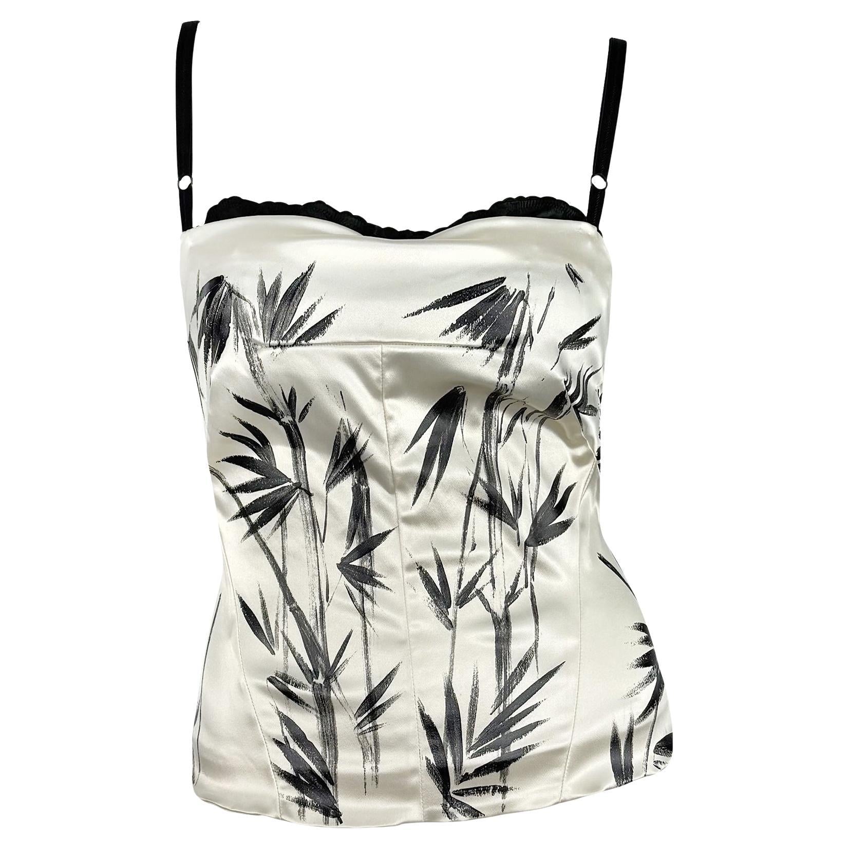 NWT S/S 1999 Dolce & Gabbana Hand-Painted White Satin Wrap Bustier Bralette Top