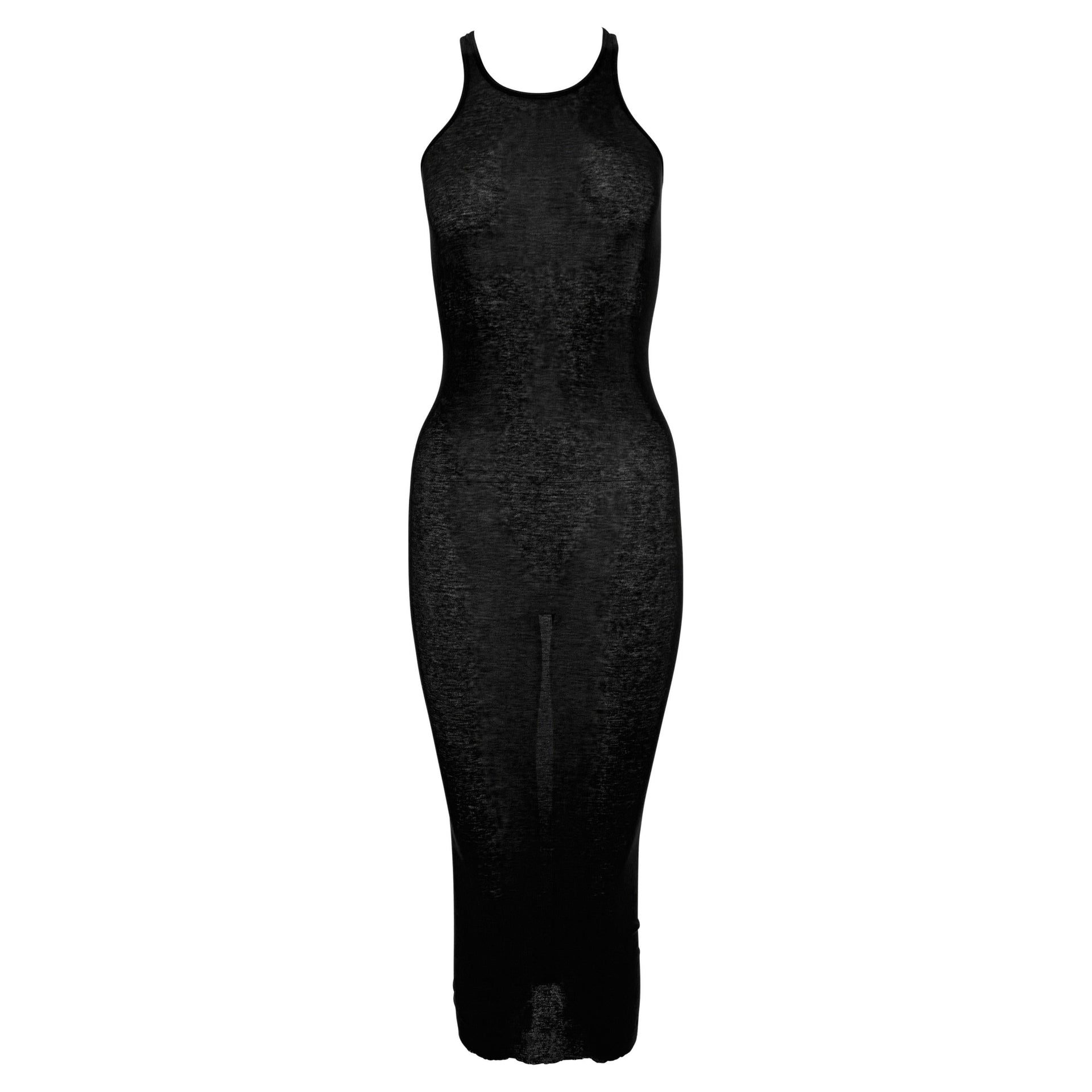 S/S 2010 Rick Owens "Release" Sheer Black Stretch Jersey Maxi Tank Dress