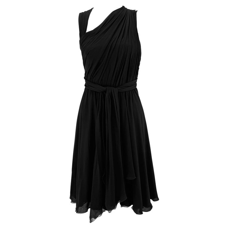F/W 2006 Valentino Garavani Runway Black Silk Chiffon Asymmetric Mini Dress