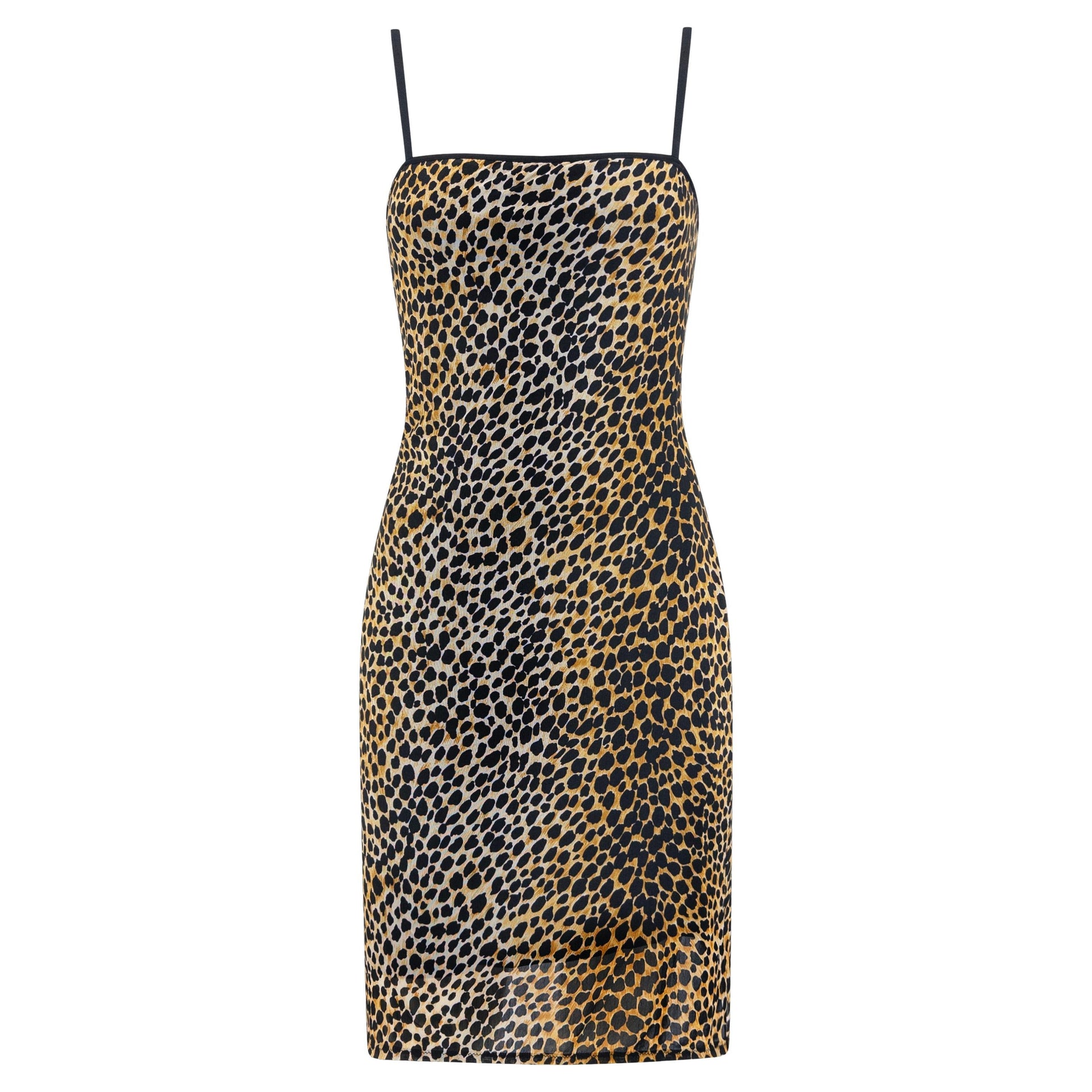 NWT S/S 1999 Dolce & Gabbana Cheetah Print Mesh Overlay Bodycon Mini Beach Dress
